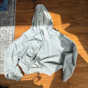 Gymshark Light Gray Cropped Hoodie Sweatshirt